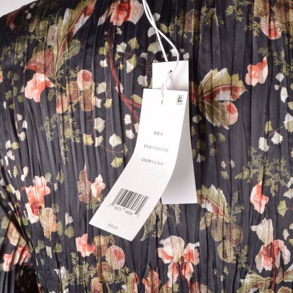 Vince Orchid Vine Pleated Satin Long-sleeve Midi Dress - Picture 4 of 4